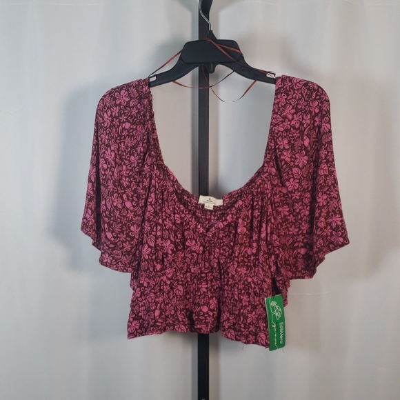 Rip Curl Pink Beach Party Flutter Sleeve Top SZ L - NWT - Picture 6 of 13